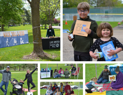 Images of children and families participating in event